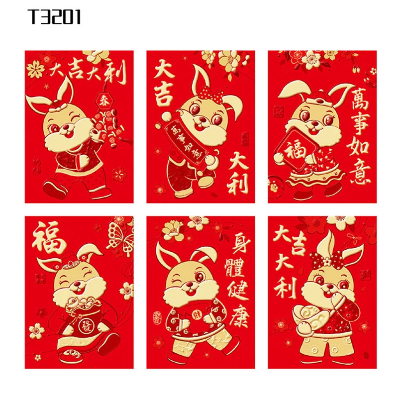 6pcs 2023 Chinese Rabbit Year Red Packet Zodiac Personality New Year Red  Envelope Festival Supplies Spring Festival Hongbao - Hongbao/red Envelopes  - AliExpress