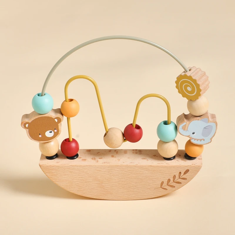 Montessori Spielzeug Holz Cartoon Tier Perlen Spiel Fördern Baby Hand-auge-koordination Spielzeug Frühen Lernen Threading Spielzeug Geschenke – Detail 23