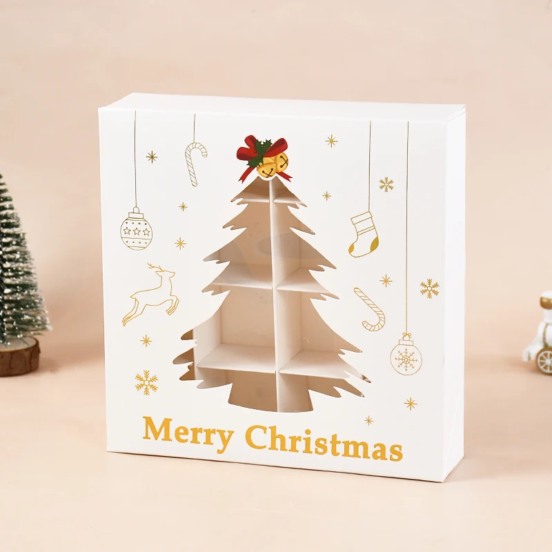 1/6Pcs Christmas Candy Cookie Boxes Snack Gift Packaging Decoration Kids Favors 2024 Christmas Party Supplies New Year 2025