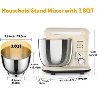 1pc Stand Mixer, Tilt-head Mixers, Kitchen Electric Dough Mixer, For Household Aids, 300W 3.8QT Stainless Steel Bowl, US Plug 2