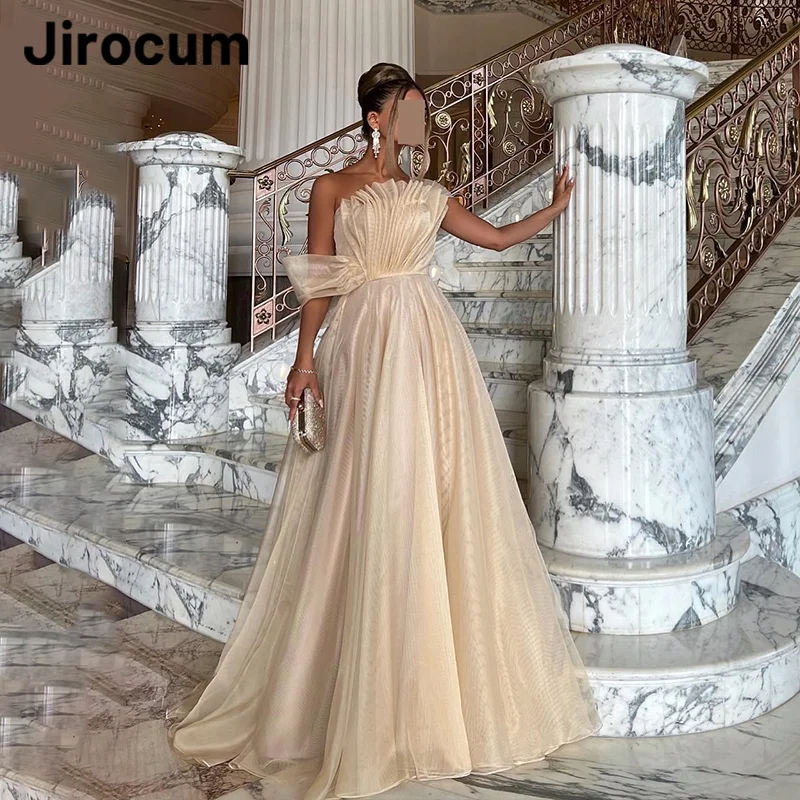 

Женские бальные платья-трапеции Jirocum, женское вечернее платье с неровным рукавом, плиссированное коктейльное платье длиной до пола из органзы, 2024