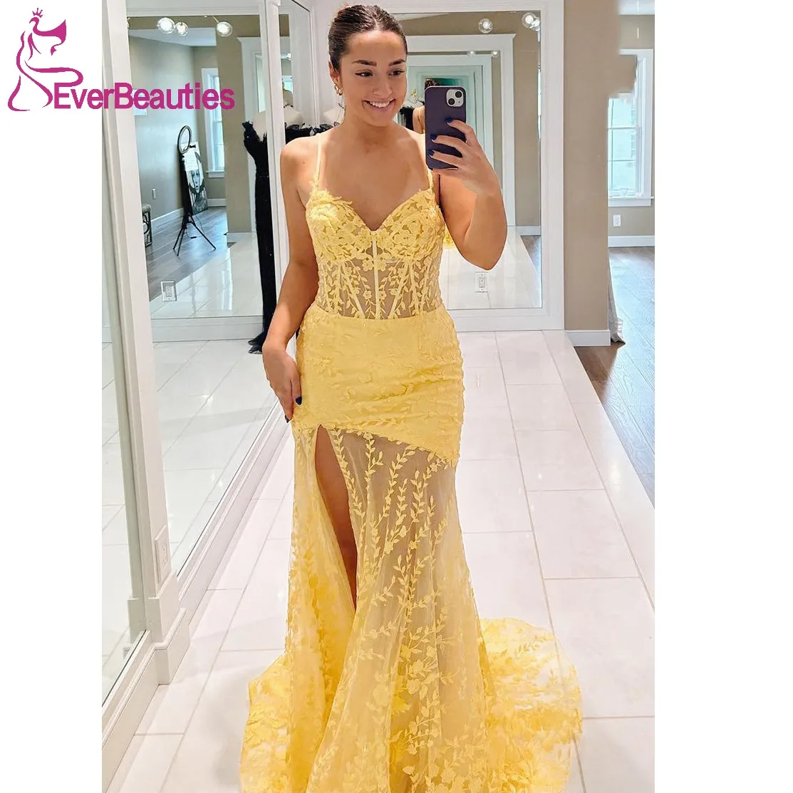 

Mermaid Formal Party Dress V Neck Prom Dress Long Tulle Appliques Evening Dress Plus Size Vestidos De Gala Mujer
