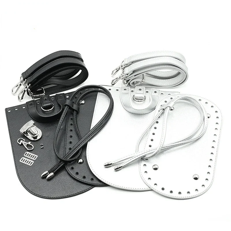 7pcs/set Set DIY Backpack Handmade Bag Set Leather Bag Bottoms with Shloulder Straps Backpack Braided Women's Bags Accessories