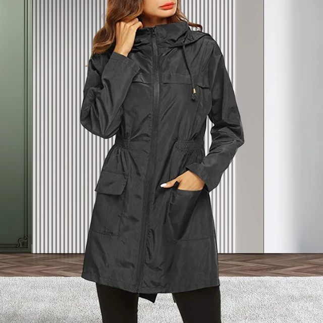 Manteau Pluie Long Imperméable Léger Respirant Capuche Manteau De