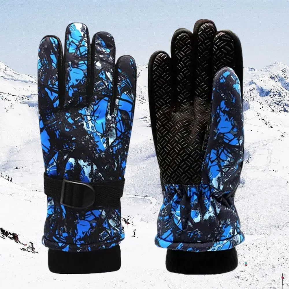 Kids Winter Thicken Snow Adjustable Warm Gloves Unisex Waterproof Ski Mittens_voghion.com