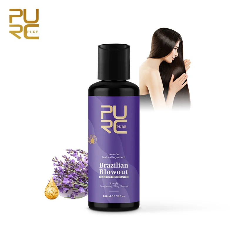 PURC Professional Lavender Keratin Hair Treatment Straightening Smoothing Hair Care Products purc brazilian keratin hair treatment formalin professional straightening smoothing curly hair frizz dry repair cream hair care