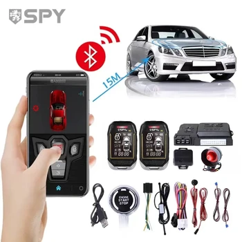 SPY 2 Way Car Alarm System PKE Rechargeable Car Remote Control Keyless Entry Launch Module Kit Bluetooth APP Remote Engine Start 1