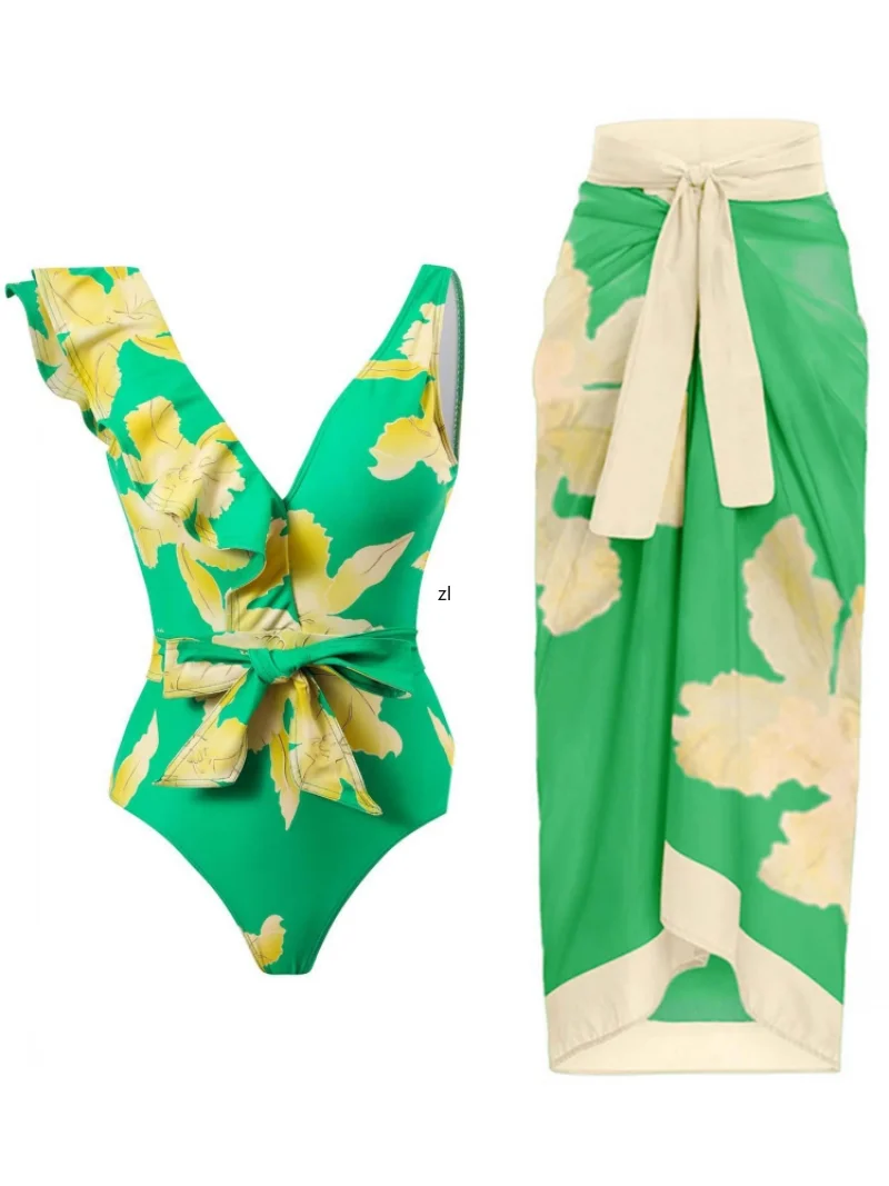 Two Piece Sets Beach Swimsuit Cover-up 2023 Summer Women Clothes Tops Bodysuits And Skirt Fitness Skinny Outfit 2 Piece Suit