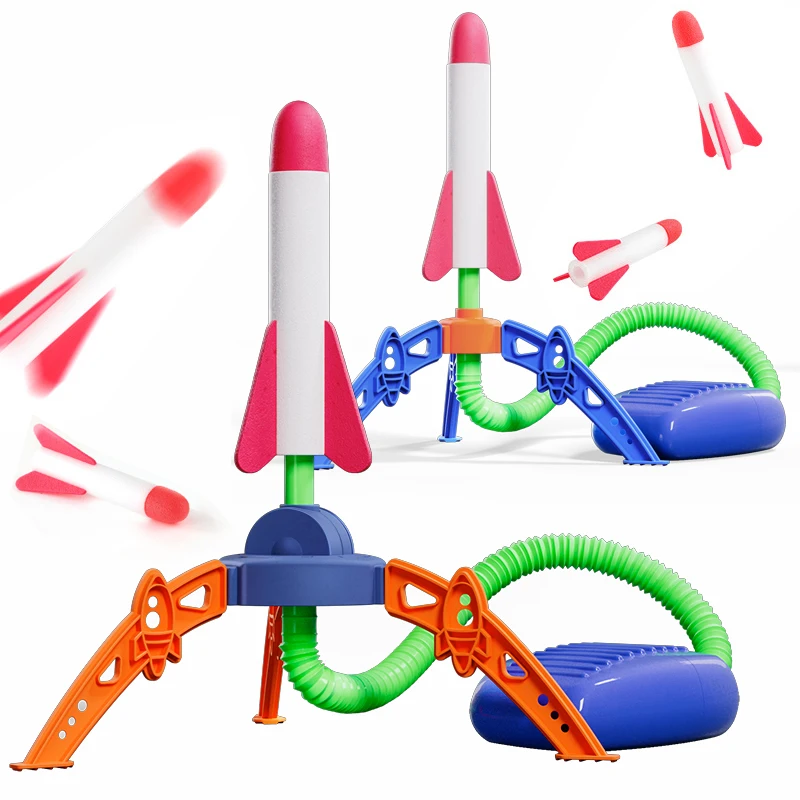 Children Air Stomp Rocket Launcher Toy Flying Foam Rockets Foot Pump Jump Pressed Outdoor Interactive Game for Kids Boys