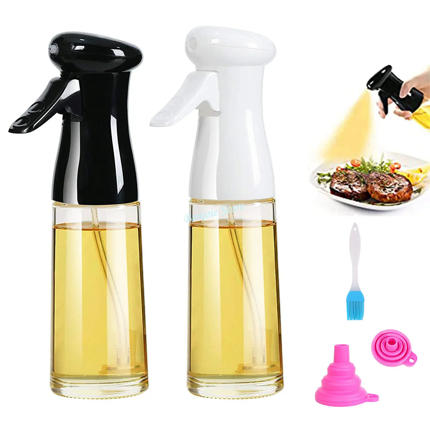 3xGlass Pulvérisateur D'huile D'olive Vaporisateur D'huile Bouteille Vide  Bouteille De Vinaigre F / Cuisine 100ml