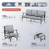 7 Piece Metal Outdoor Patio Furniture Set, Patio Conversation Sets 3-seater Sofa, 2 Rocking Chair, 2 Ottomans with 5.75" Thick 6