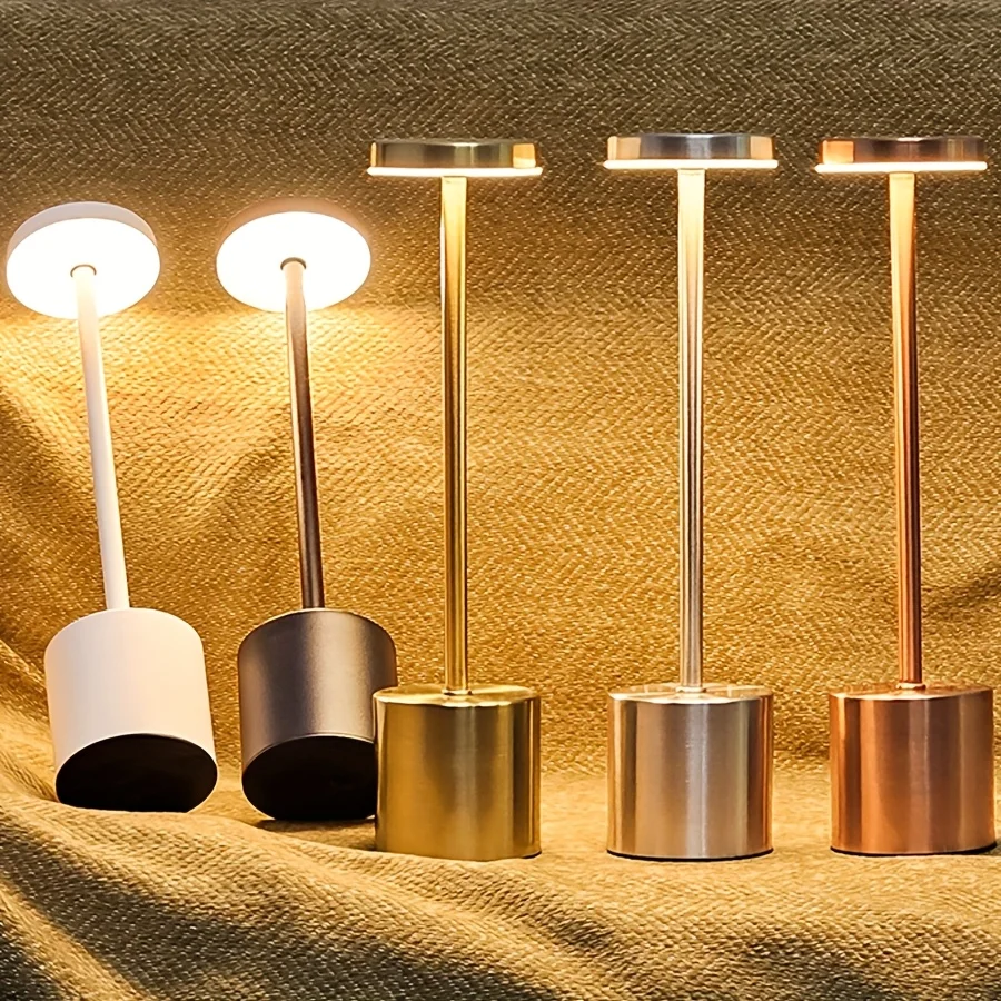 USB 충전식 LED 테이블 램프 터치 디밍 무드등 3색 무선 분위기 조명 침실 침대 옆 독서등 장식 조명
