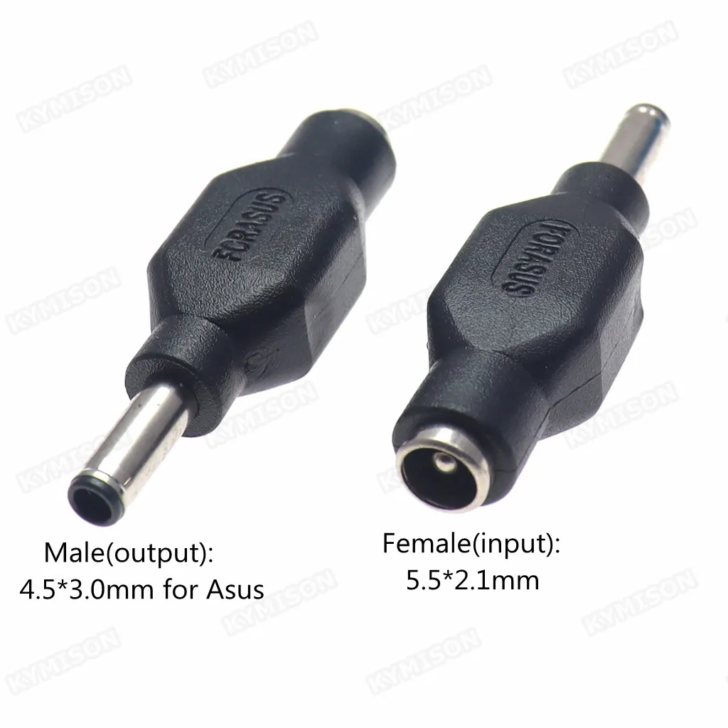 Power Plug Adapter Power Socket Adapter Conversion Plug Plug Conversion Socket 4.5 x 3.0 mm DC Male to 5.5 x 2.1mm Female DC Power Supply Adapter Connector for Asus Notebook