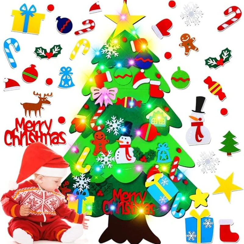 DIY Felt Christmas Tree Christmas Decoration for Home Navidad Noel New Year Ornaments Santa Claus Xmas Kids Gifts christmas tree ornaments