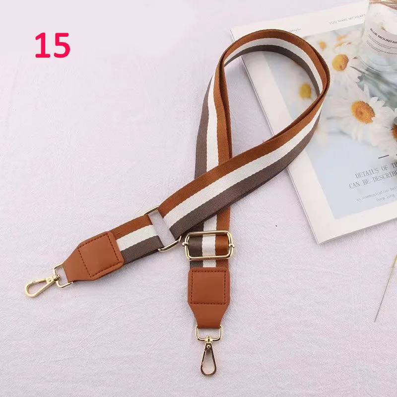 

Classic Striped Handbag Strap with Leather 3.8CM Wide