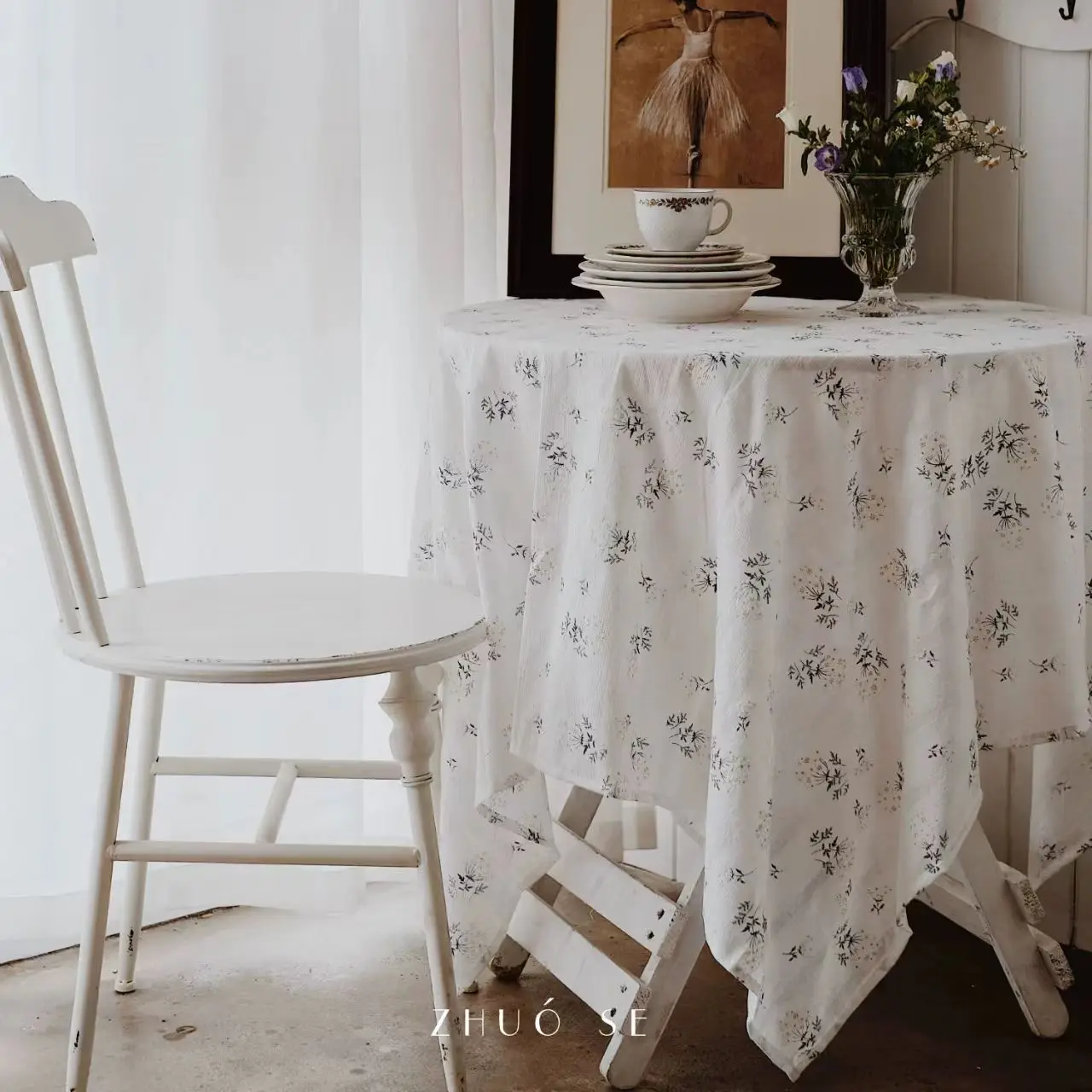 Rectangular Tablecloth Korean Style Cotton Floral Tea Table Decoration For Kitchen Wedding Dining Room