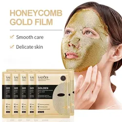 SADOER 24K Gold Face Mask - Hydrating & Rejuvenating Facial Treatment (10pcs)