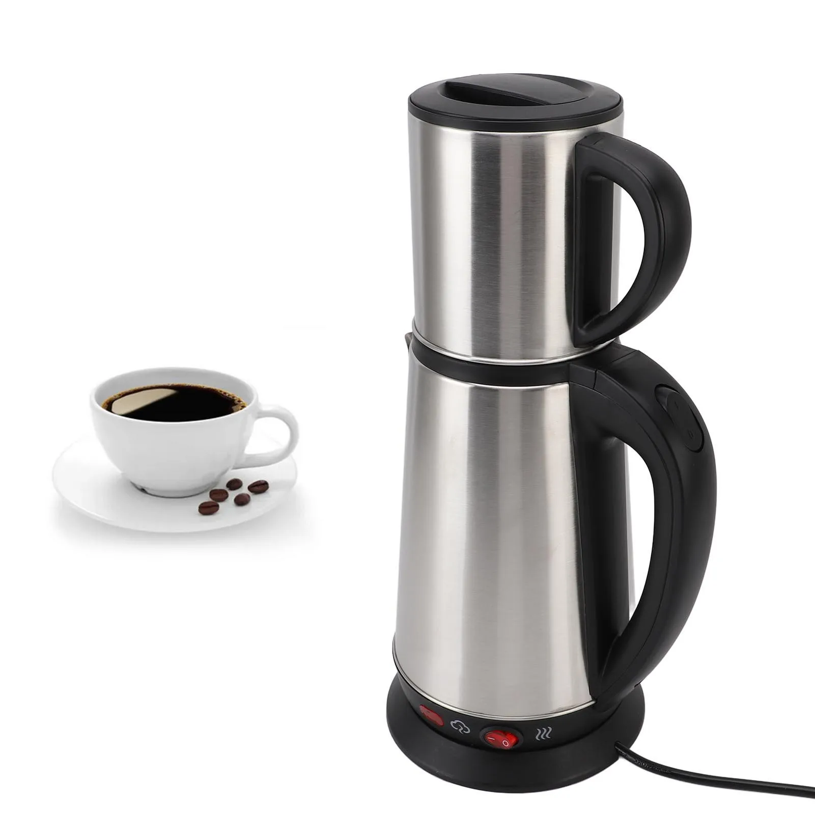 Electric Turkish Kettle Set 1L and 2L Stainless Steel Black and Herbal Tea Maker Double Kettle Turkish Teapot Set for Home