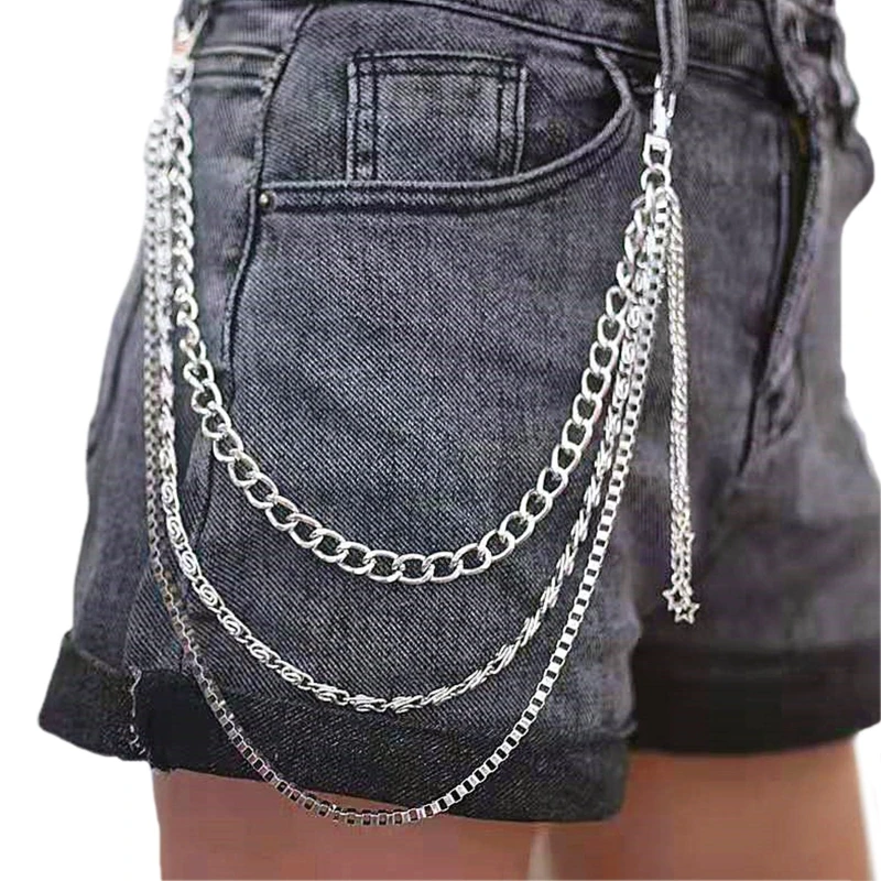 

Fashion Harajuku Women Punk Chain Belt Multi-Layer Pendant Chain for Jeans