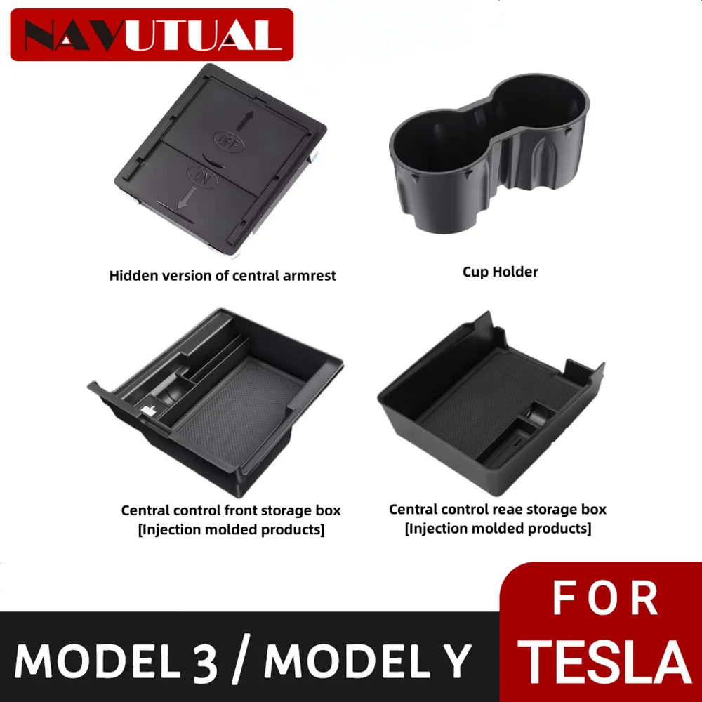 Tesla Model Y Model 3 Center Console Organizer Tray Armrest Hidden