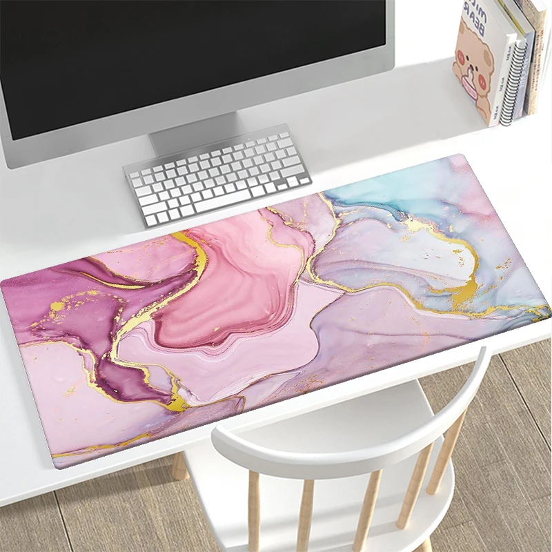 

Pink marble mouse pad Game player large mouse mat Fashion keyboard Computer personalized carpet Rubber non-slip table pad