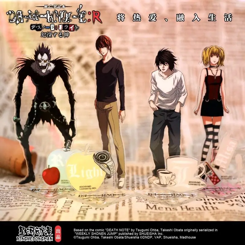 DEATH NOTE-Anime Figura Suporte para Decoração de Mesa, Yagami Light  Acrílico Suportes, MisaMisa, Mikami Teru Personagem, Placa Modelo, Sinal de  Pé