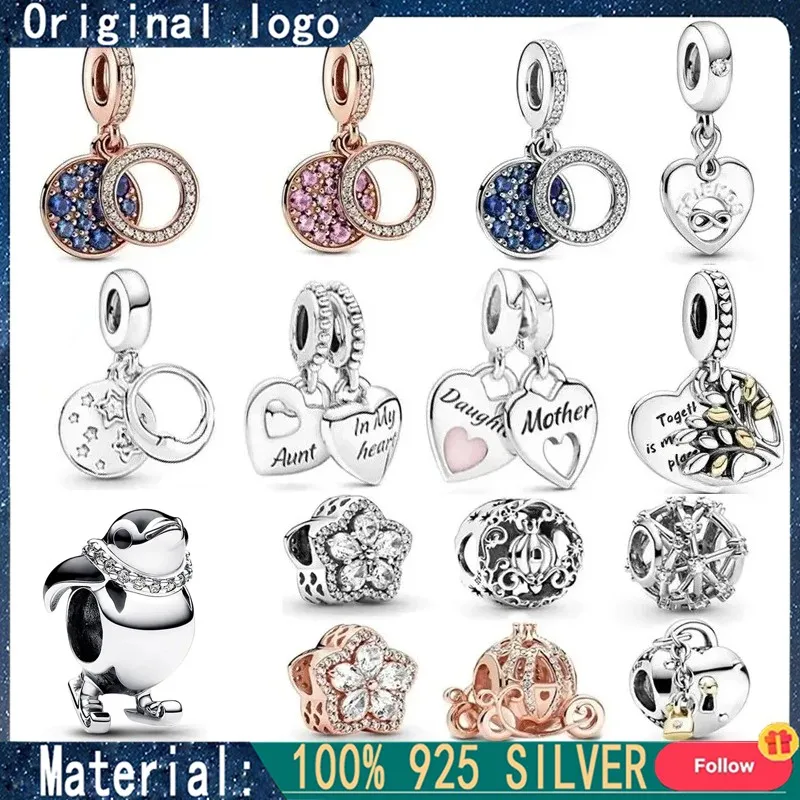 

New High Quality Jewelry 925 Sterling Silver Inlaid Snowflake Double Decoration Pendant Original Logo DIY Charming Jewelry Gift