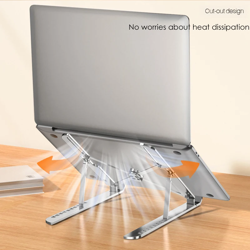 Ten speed adjustable aluminum alloy laptop stand, folding heat dissipation and height increase stand, portable stand
