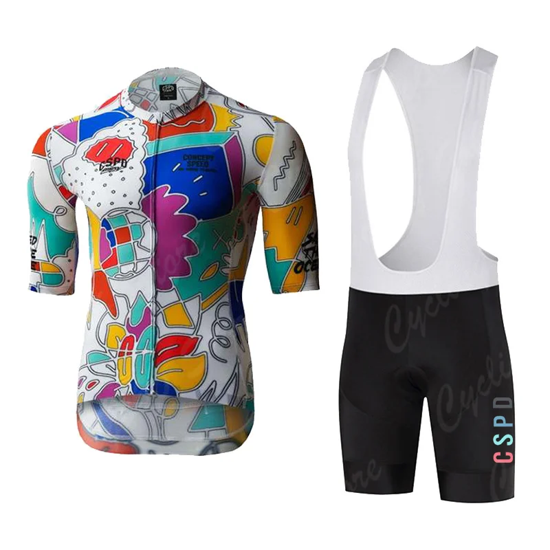 

CSPD Cycling Jersey for Men, Team Bike Jersey Kit, Breathable MTB Maillot, Cycling Bib Shorts, Triathlon Clothing, New