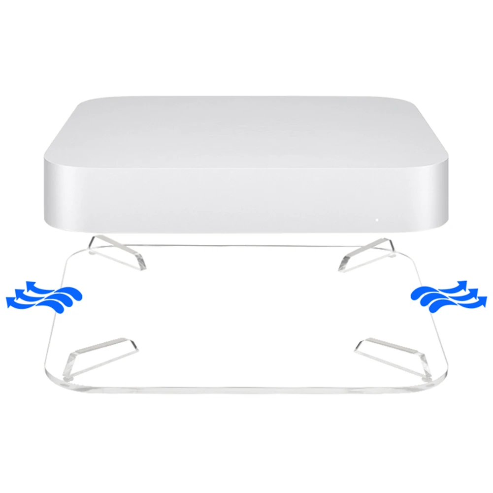아크릴 브래킷 스토리지 랙 미끄럼 방지 데스크탑베이스 홀더 Mac Mini 2010-2020 M1/M2 용 투명 수평 스탠드 홀더