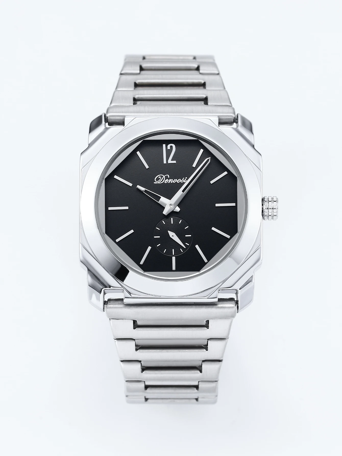 Men's Luxury Octagon Dial Stainless Steel Minimalist Wristwatch
