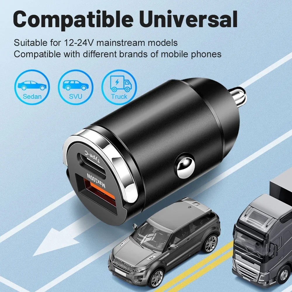 100W Multi Ports USB Car Charger Fast Charging Type C Fast Charge Charger High Speed Adapter in Car PD Quick Charge Adapter