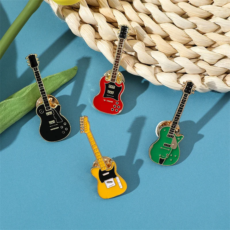 

Punk Music Lover DJ Enamel Guitar Brooches Creative Instruments Pins For Women Men Custom Clothes Hat Lapel Badge Jewelry Gifts