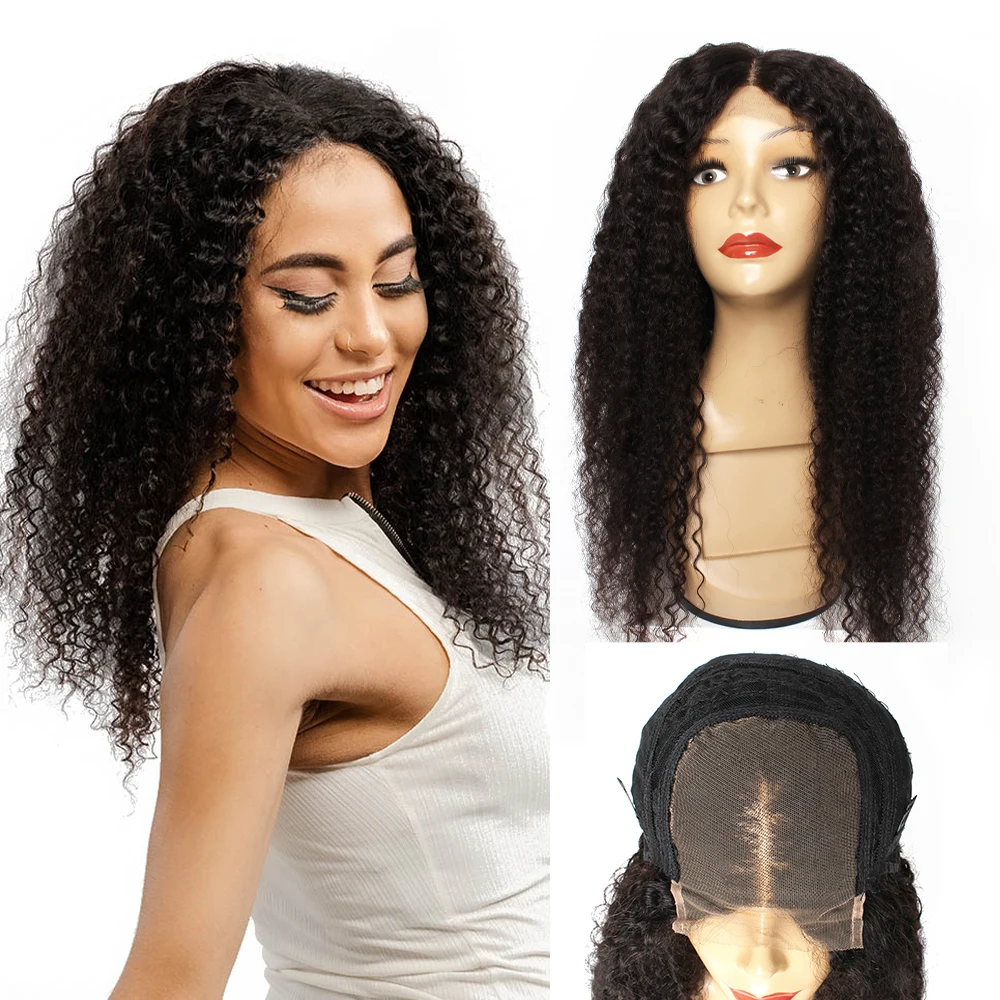 

Jerry Curl 4x4 Lace Closure Wig 4x1 T Lace Wigs 100% Remy Indian Human Hair 150% Density Curly Extension 12-26 Inches Gemlong