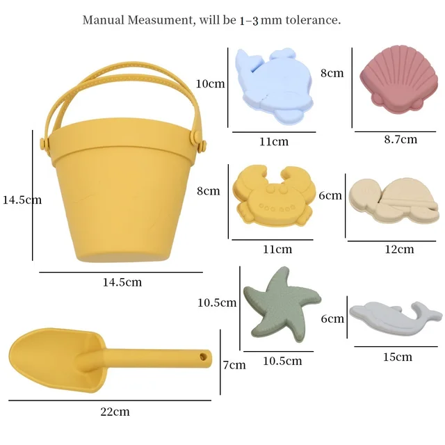 8Pcs Summer Beach Toys for Kids Soft Silicone Sandbox Set Beach Game Toy for Send Children Beach Play Sand Water Play Tools Swim 6