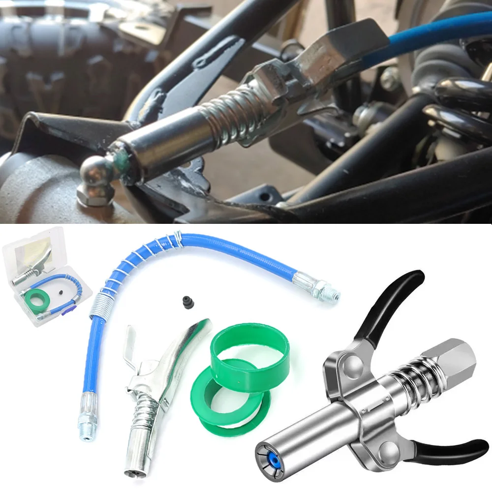 Grease Gun Adapter Hose Kit Gun Lock Coupler Nozzle Quick Release Lock