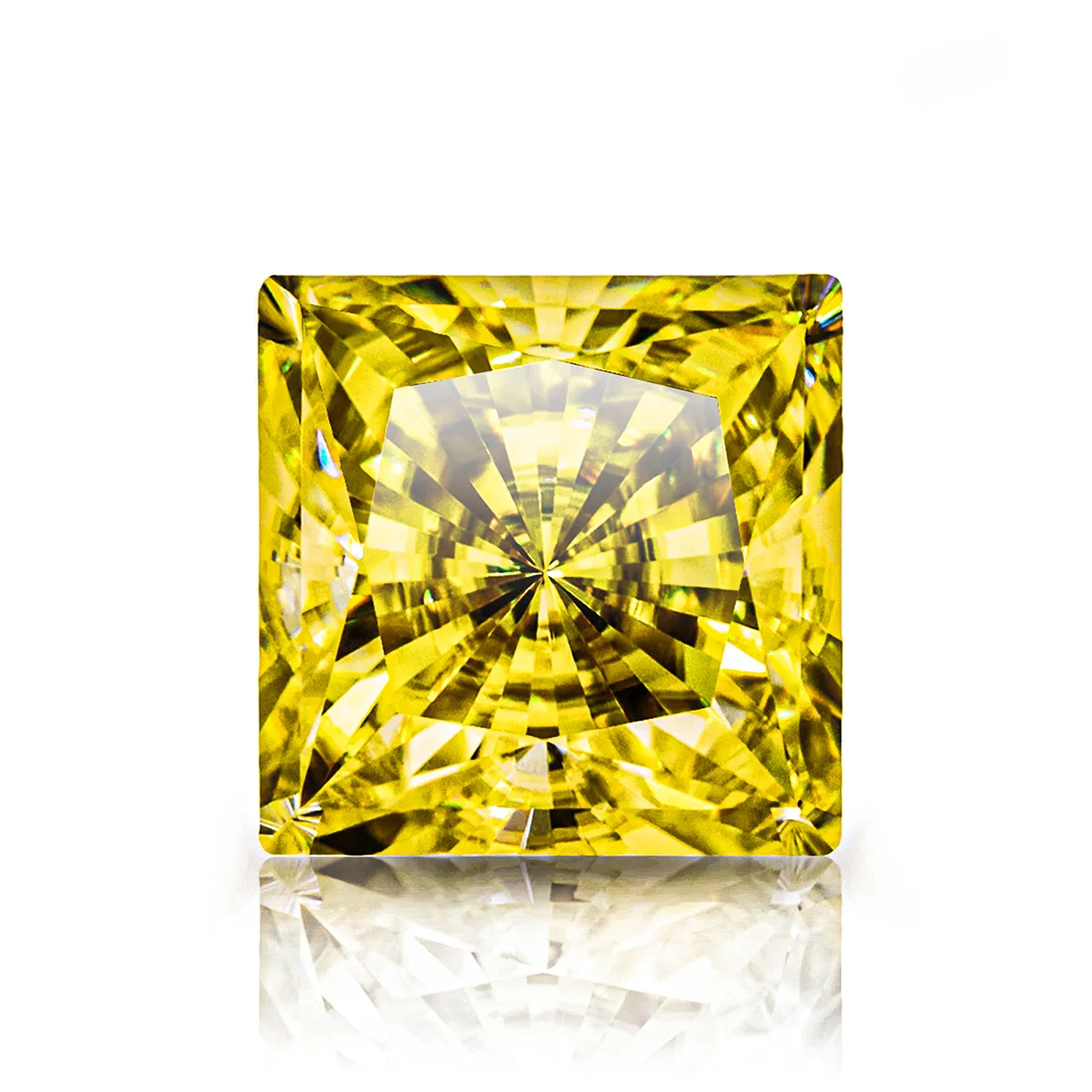 

Драгоценные камни принцессы с желтым муассанитом, драгоценные камни 100% дюйма, бриллиантовое кольцо с сертификатом GRA