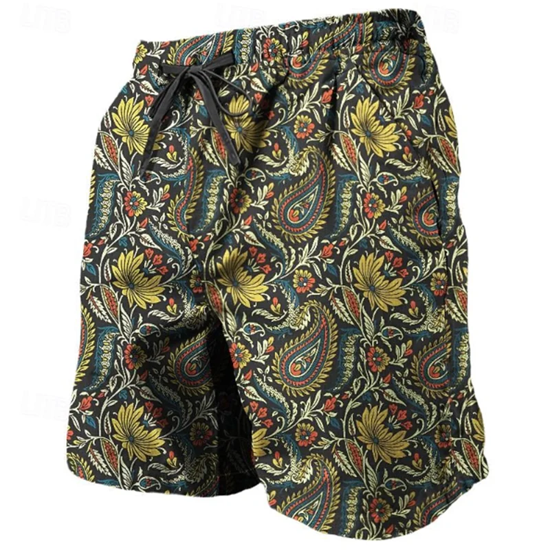 Trend Paisley Graphic Beach Shorts For Men Fashion Summer Cool 3D Printed Swim Trunks Casual Streetwear Oversized Short Pants 3