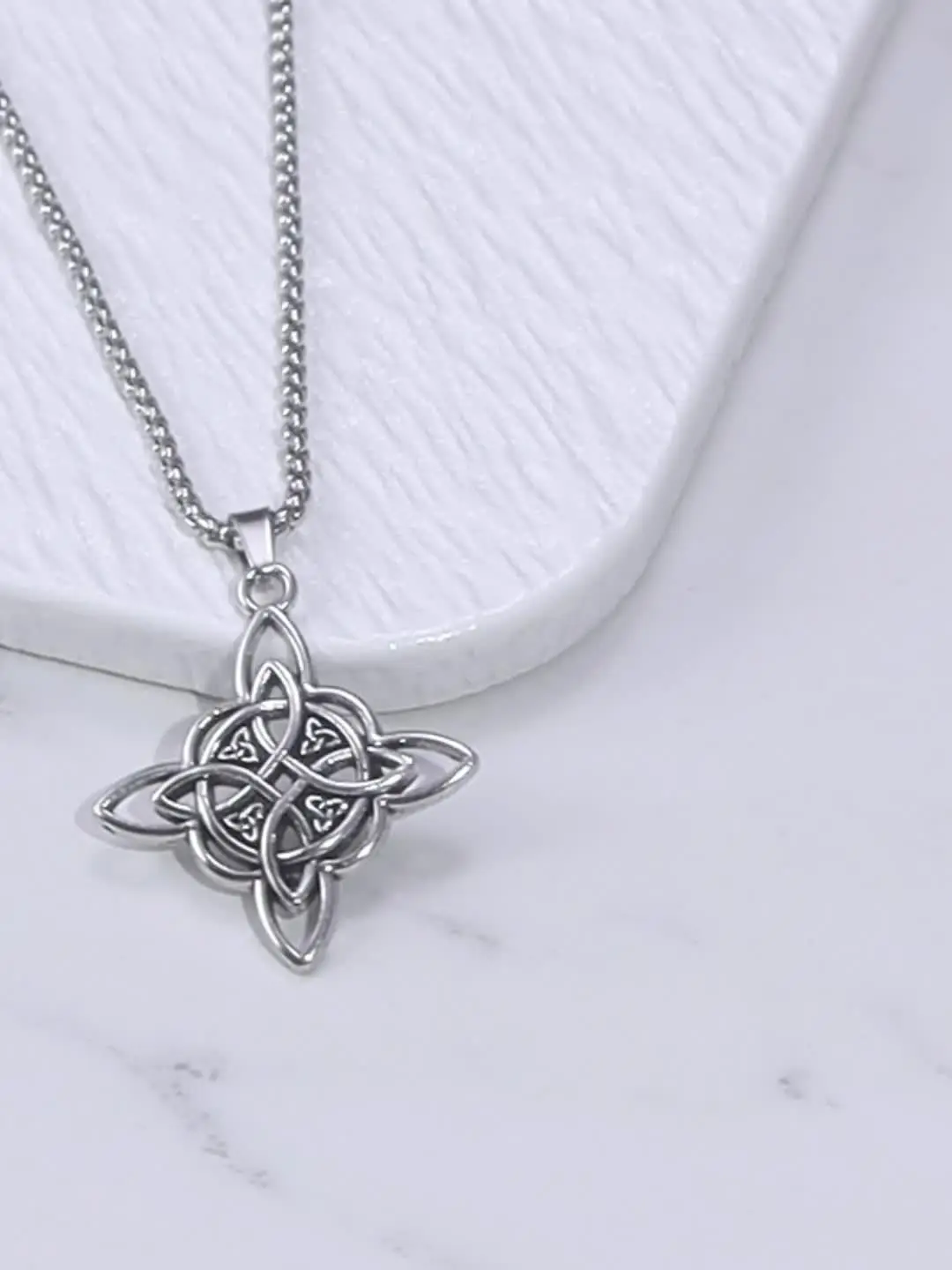 Collana vintage con nodo da strega Collana con nodo magico in acciaio inossidabile con simbolo pagano Wicca per uomini e donne Regali di gioielli con nodo celtico  36