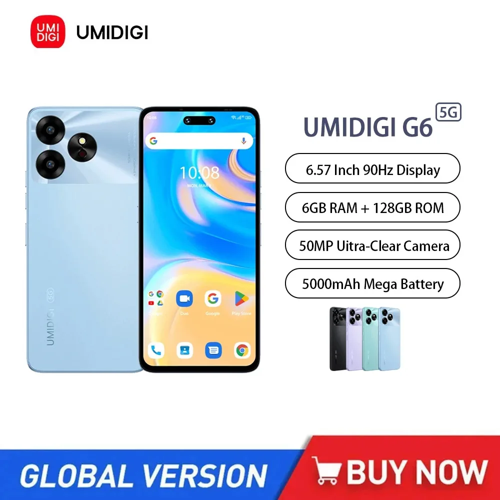 

UMIDIGI G6 Ультратонкий смартфон с 5,5-дюймовым дисплеем, восьмиядерным процессором, ОЗУ 6 ГБ, ПЗУ 6,57 ГБ, 128 мАч, 50 МП