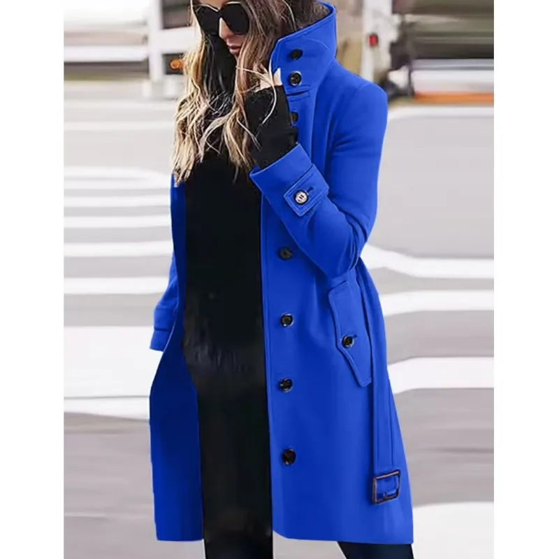 Women's Coat Outerwears Autumn Winter Warm Female Jackets Single Breasted Turn-down Collar Single Breasted Women's Clothes New 4