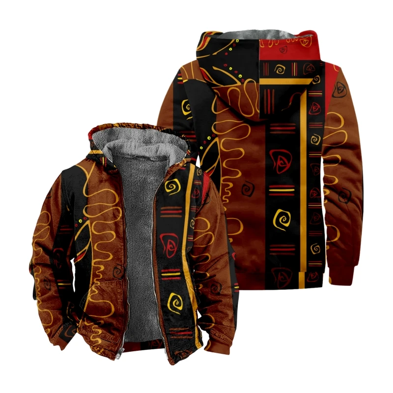 New Creative Cotton Coat Hooded Sweater Casual Print Long Sleeve Zipper Sweater Thick Cotton Coat Autumn/Winter