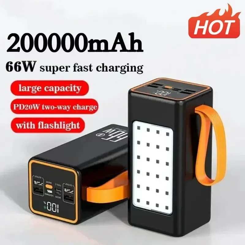 66W 200000Mah Power Bank Grande Capacità Pd20W Powerbank Caricabatterie Rapido Portatile Batteria Esterna Per Iphone Xiaomi Samsung