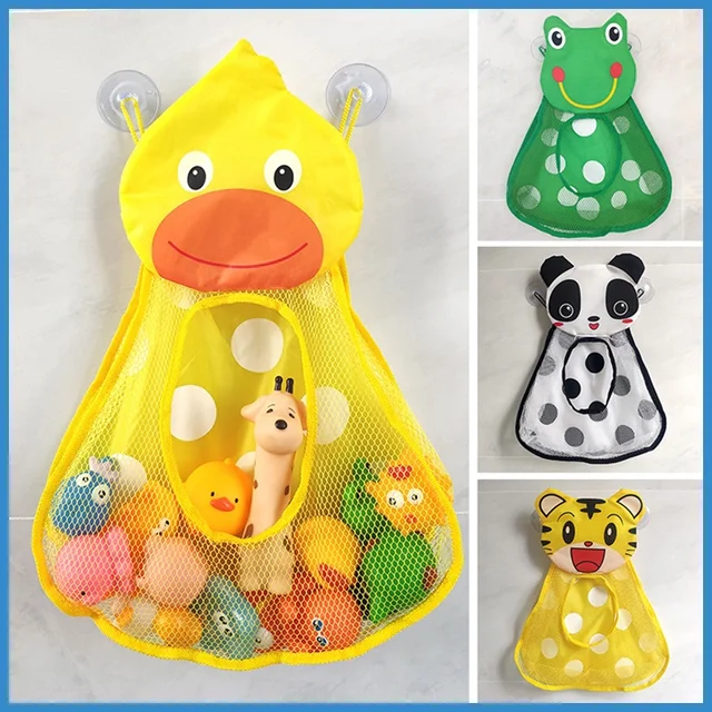 Baby Bath Toys Cute Duck Frog Mesh Net Toy Storage Bag Strong Suction Cups Bath Game Bag Bathroom Organizer Water Toys for Kids 1