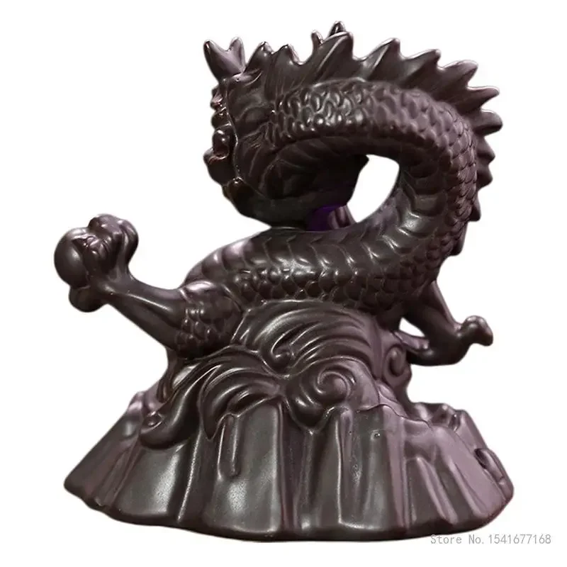 Creative Dragon shaped Incense Burner, Ceramic Purple Sand, Home Indoor Zen Tea Ceremony Living Room Office Fragrance Stove, 1Pc
