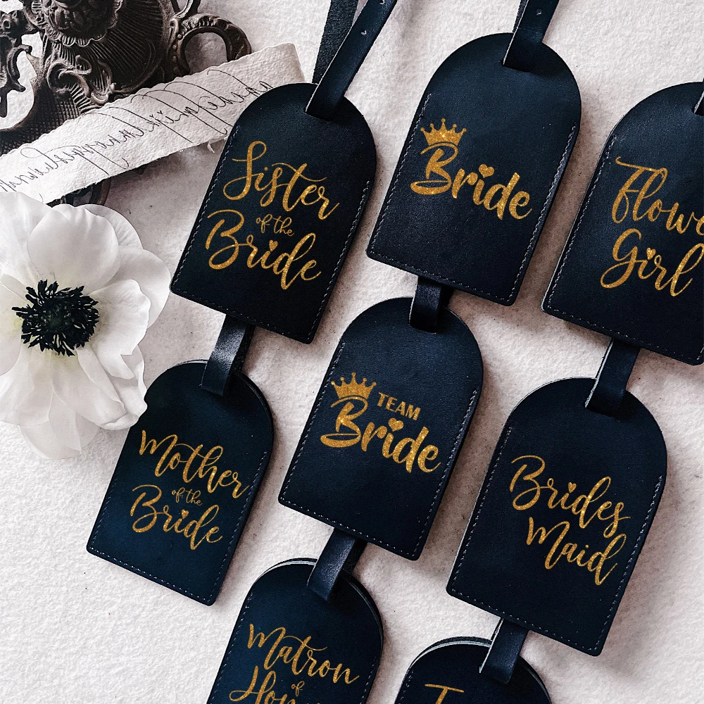 Team Bride Monogram Luggage Tag Leather for Suitcase Baggage Handbag Tags Travel Bag Label Proposal Wedding