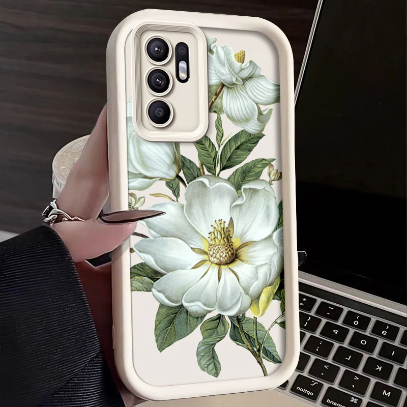 Floral Art Silicone Phone Case – Anti-Drop Soft Cover