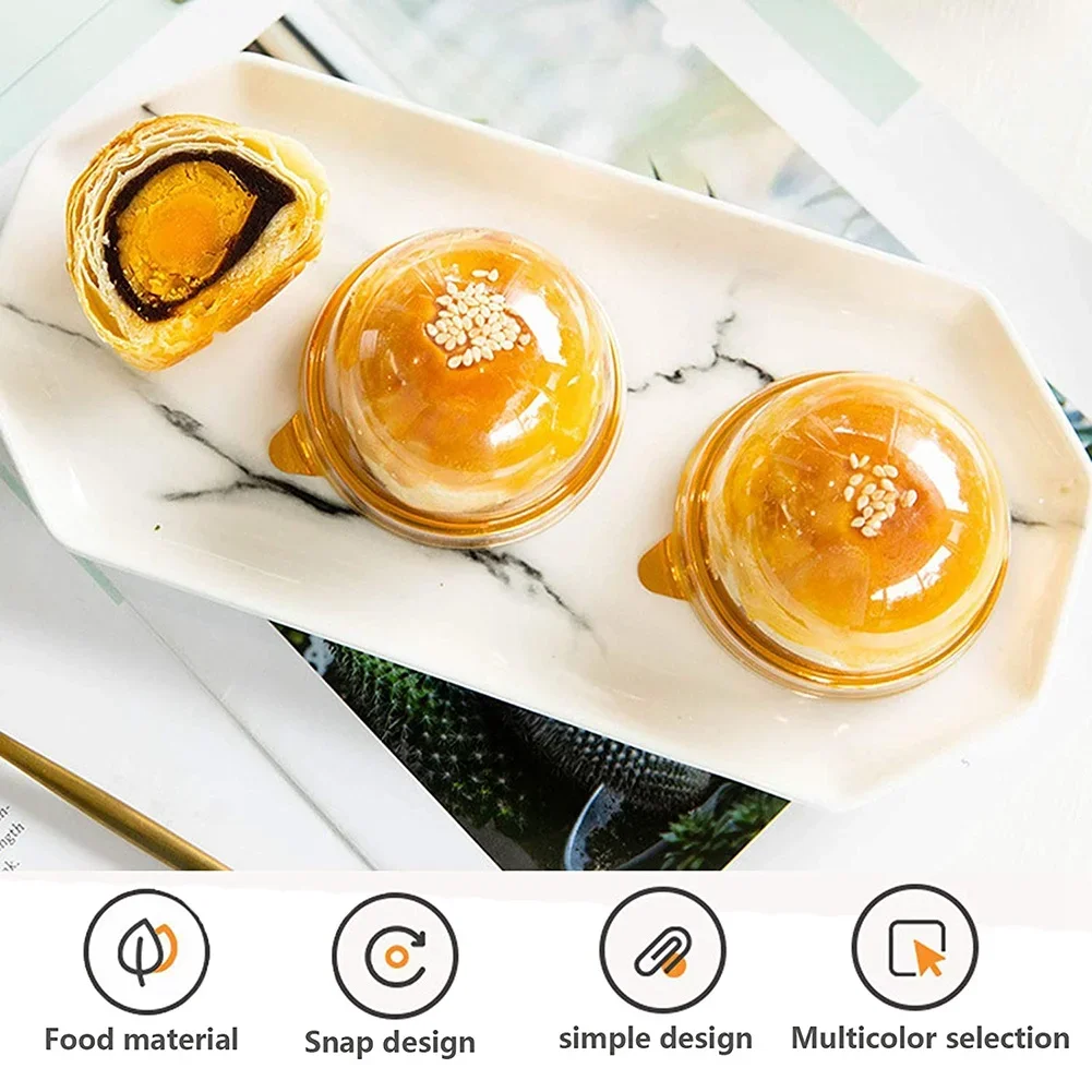 Clear Plastic Mini Cupcake Box Round Cupcake Mooncake Dessert Container Box Cookies Muffins Dome 50PCS