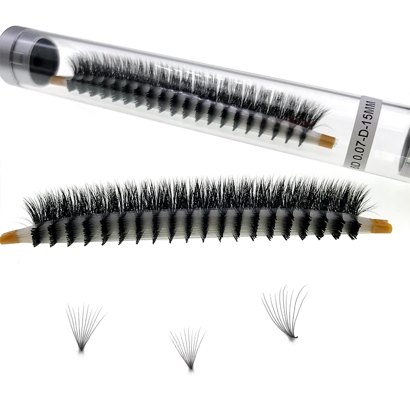 FAIRYTIS 새로운 동백 Premade 볼륨 팬 속눈썹 10D 0.05mm C D 컬 러시아어 볼륨 가짜 밍크 뾰족한 기본 속눈썹 확장