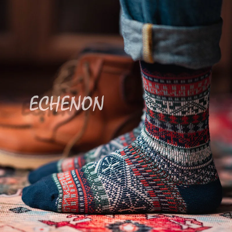 

Winter Men's Socks Thicken Cotton Wool Socks Warm Men Retro Style Colorful Fashion Man Socks For Snow boots size 39-43